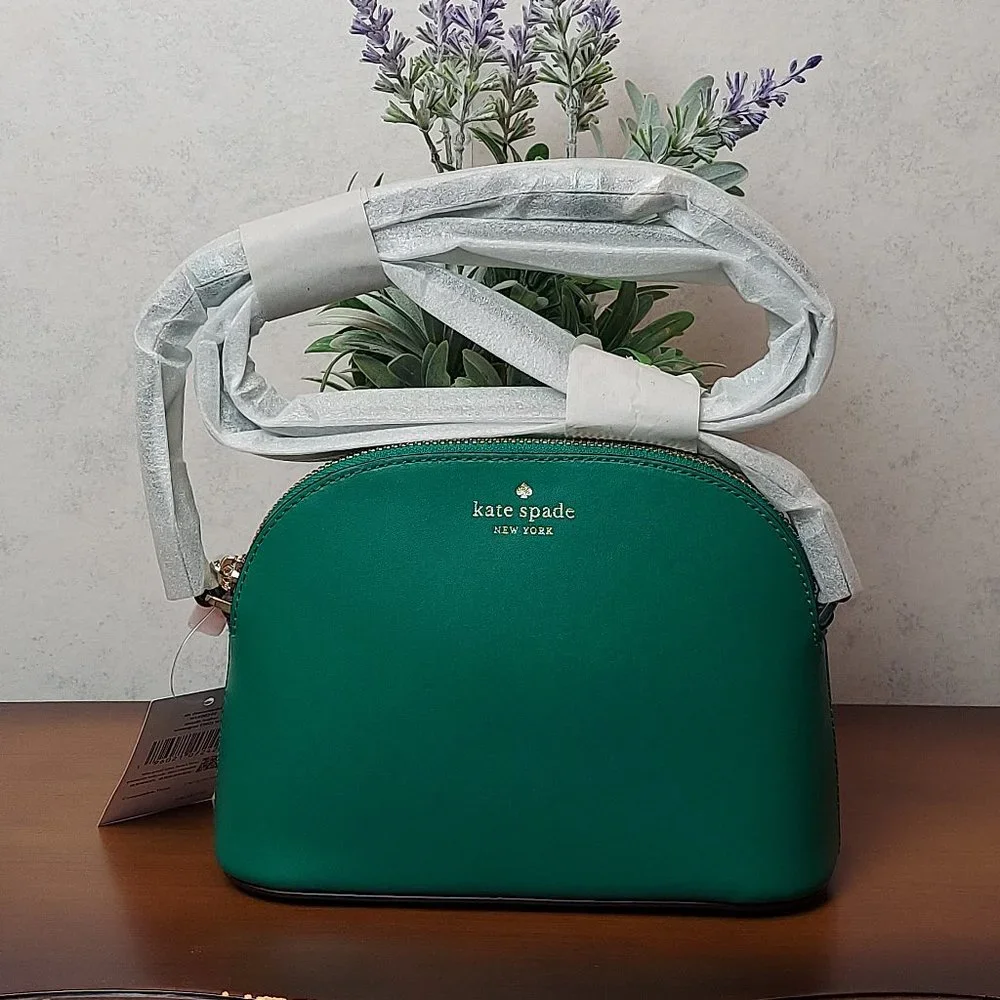 NWT KATE SPADE KALI SMOOTH LEATHER SMALL DOME CROSSBODY (WINTERGREEN)